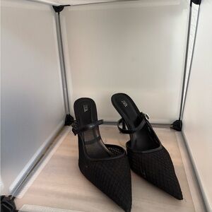 Zara Black Mesh Heels